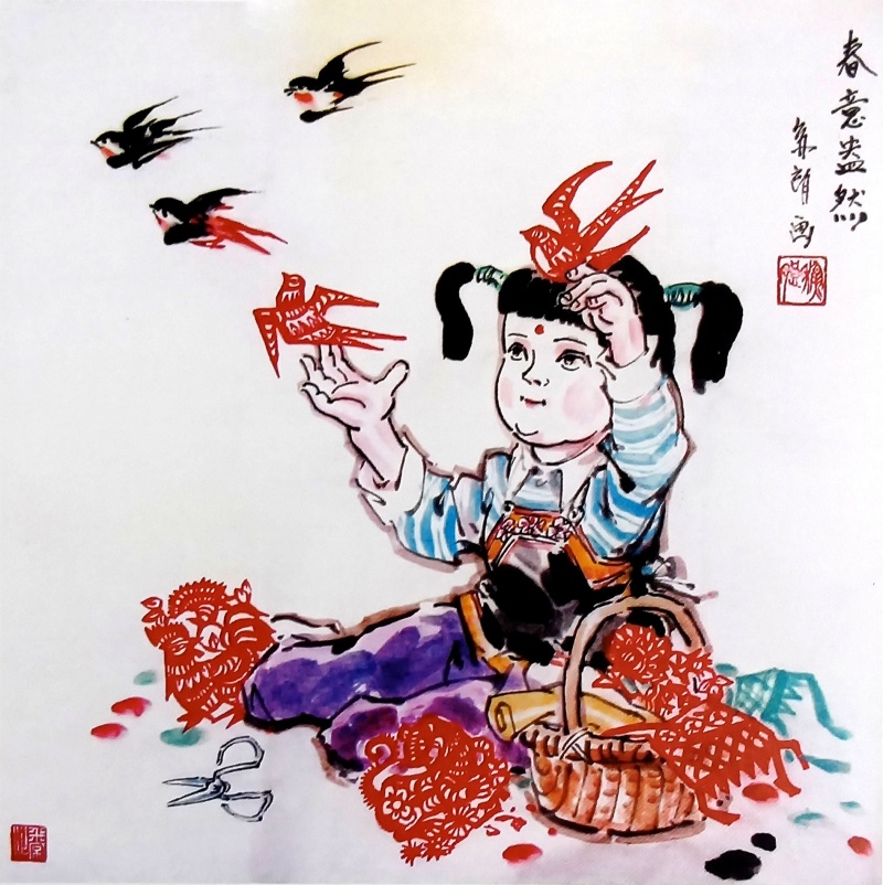 苏朗水墨漫画作品《春意盎然》_副本.jpg